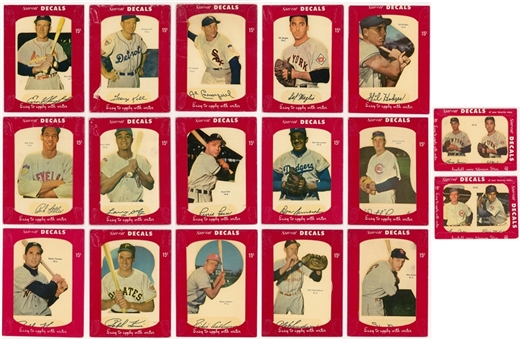 1952 Star-Cal Decals Type 1 and Type 2 Collection (17 Different) – Featuring Eight Hall of Famers